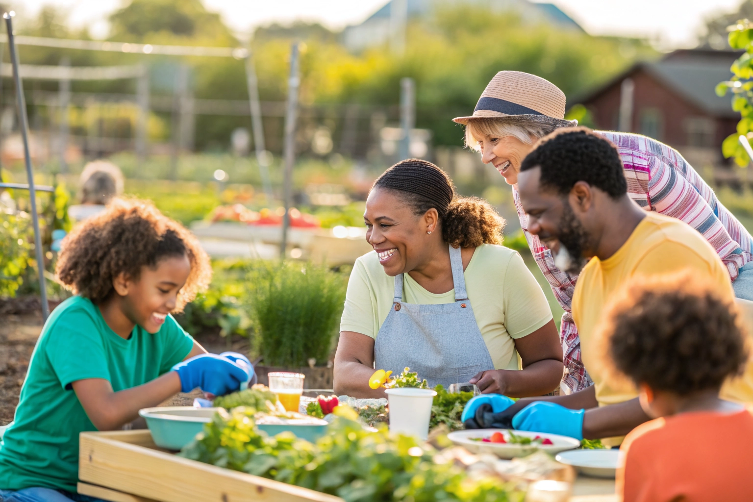 Compassionate volunteers helping distribute food and supportive resources to community members