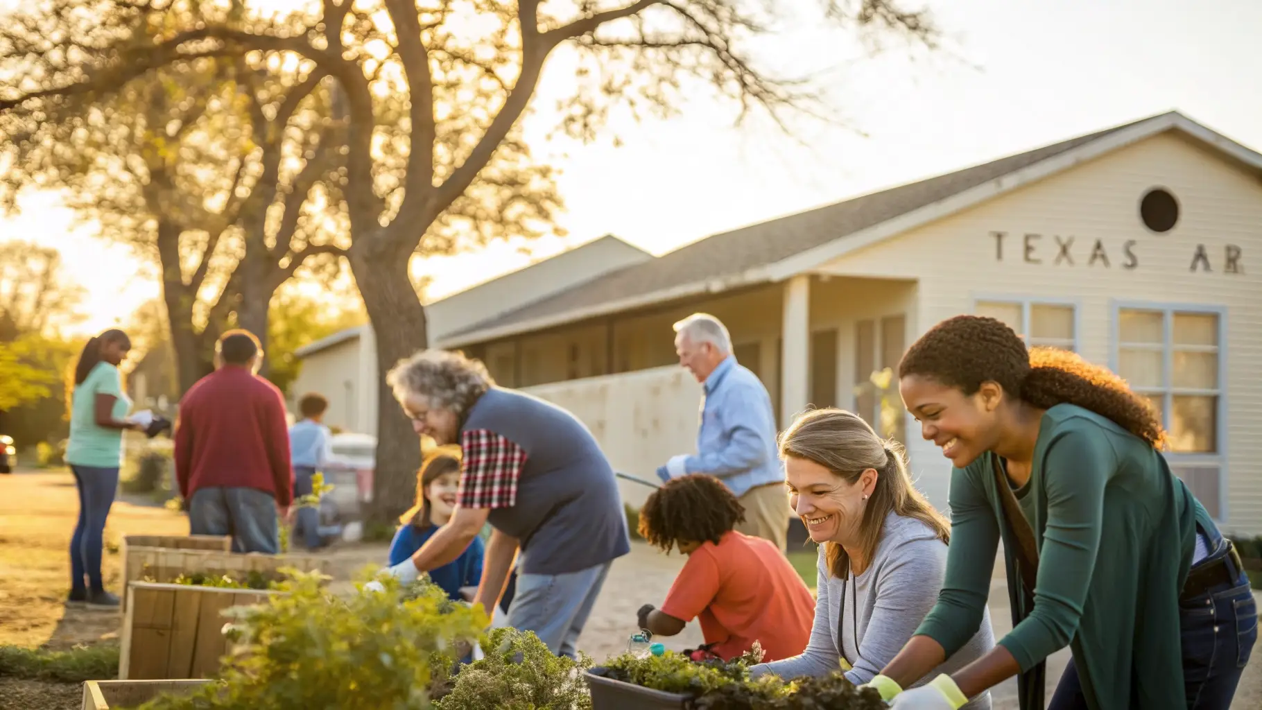 BOLCS volunteers and community members working together in Commerce, Texas.